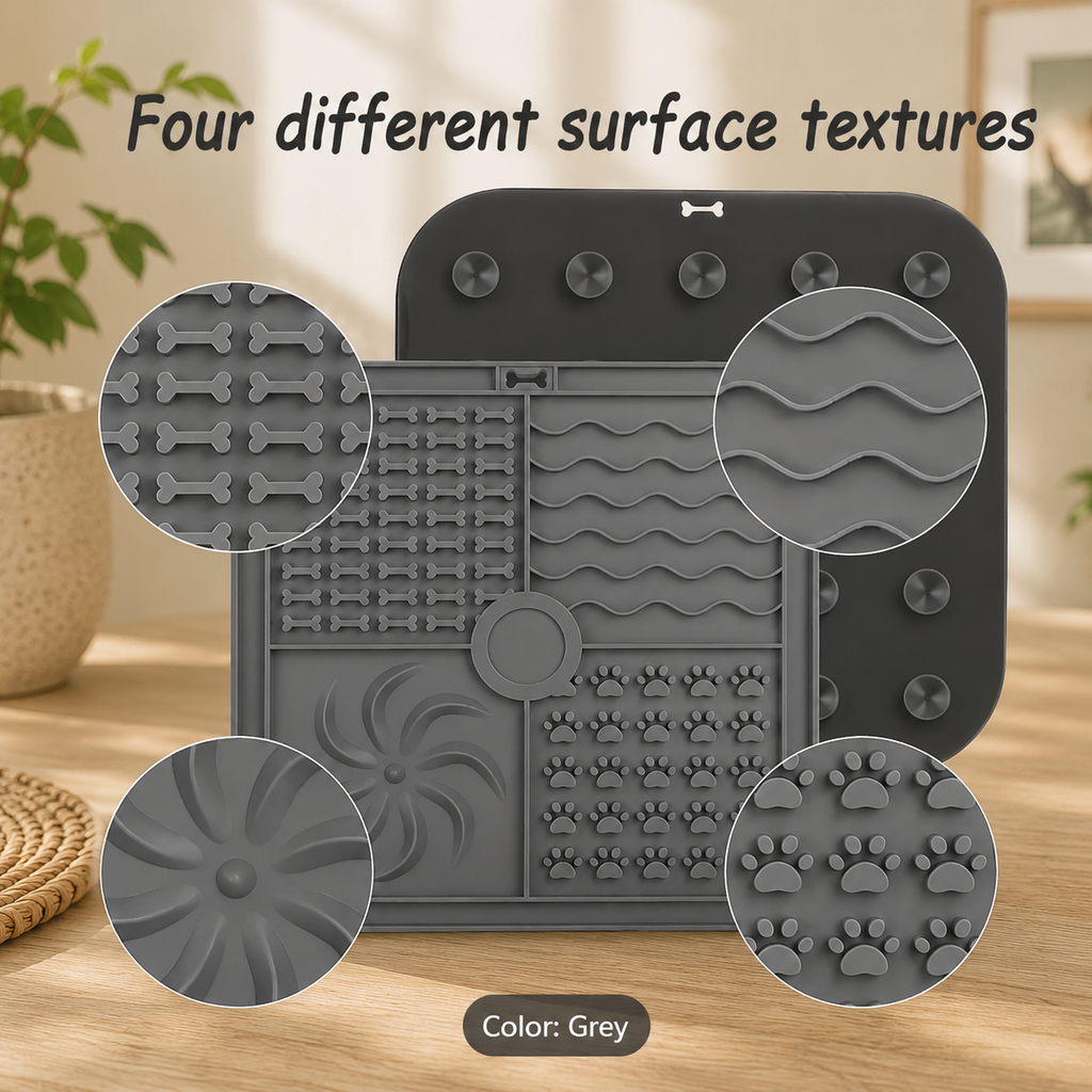 PupGlide Licki Mat – 4-Texture Silicone Slow Feeder