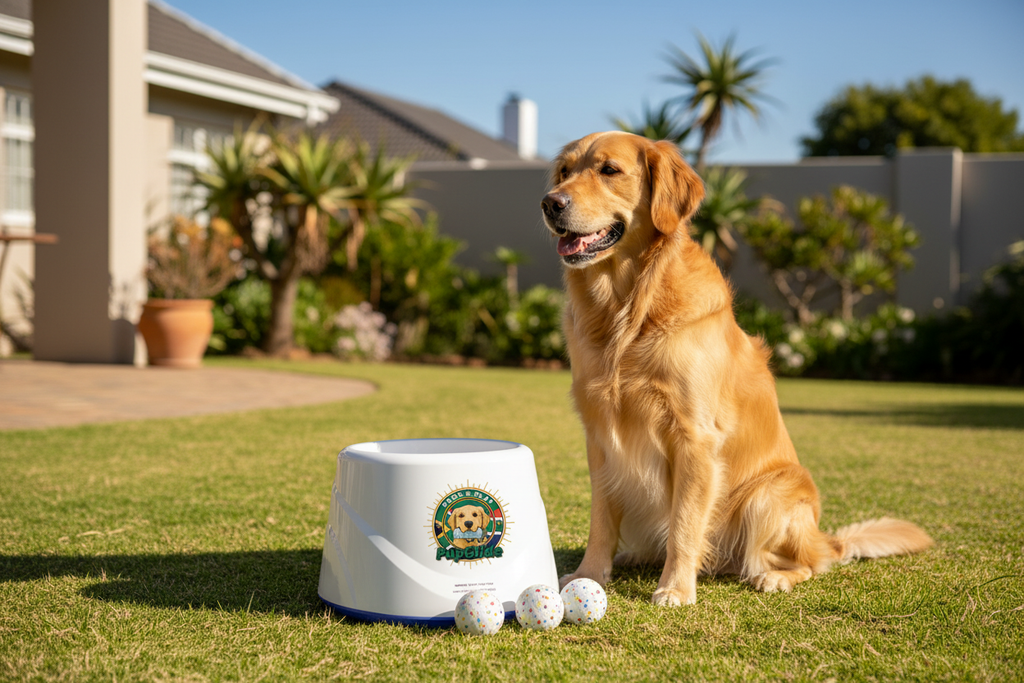 Dog Waiting by PupGlide Ball Launcher