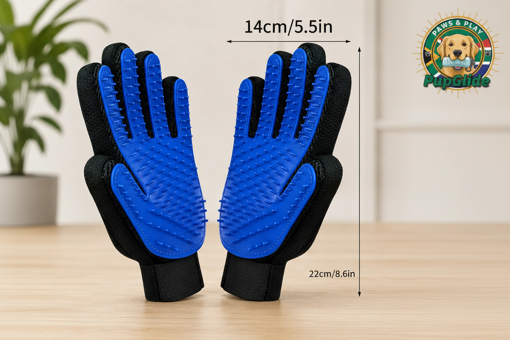 Grooming Glove Size Reference with PupGlide Logo