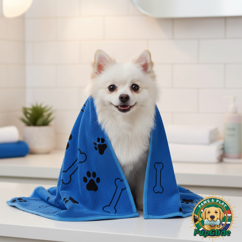 Lifestyle - cozy wrapped pup blue towel